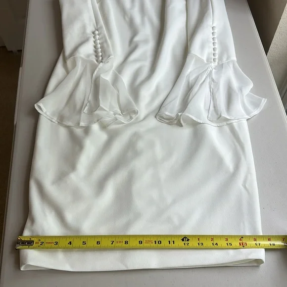 Elegant Calvin Klein White Dress with Flared Sleeves. - Picture 7 of 15